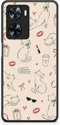 Smartfits Minimal Cat Fashion Doodles On Cream Oppo A57s A77s A77 Θήκη