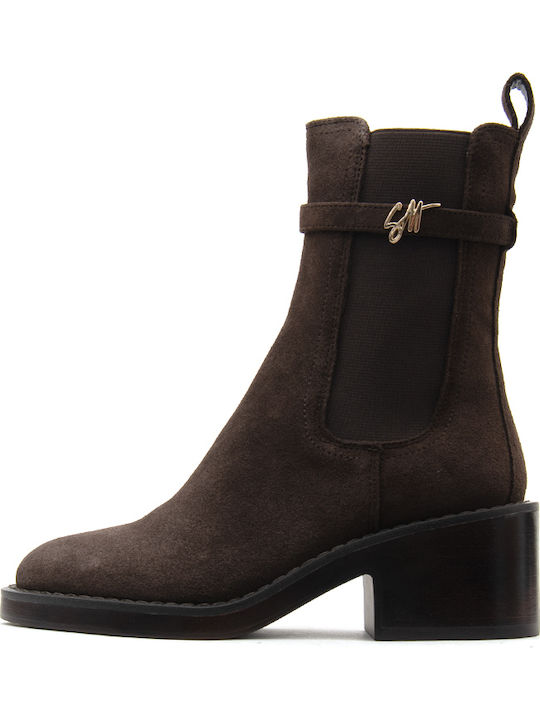 Steve Madden Chelsea-Stiefeletten aus schokoladenbraunem Veloursleder Steve Madden Chelsea-Stiefeletten aus schokoladenbraunem Veloursleder