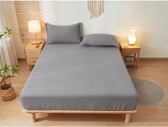 Kraft World King Size Fitted Sheet 220x240+30cm Grey BES-KAX220-Grey