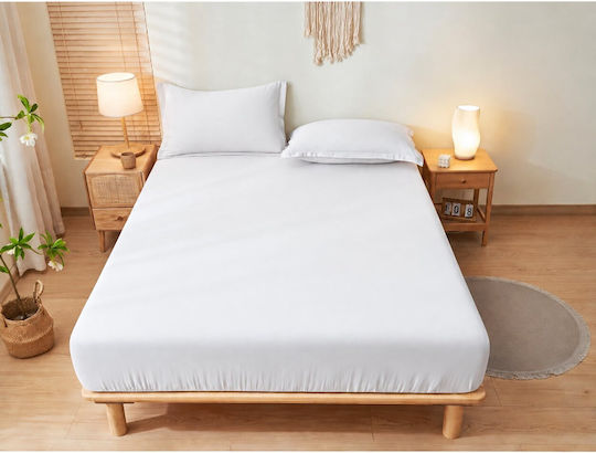 Kraft World King Size Fitted Sheet 200x240+30cm White BES-KAX200-White