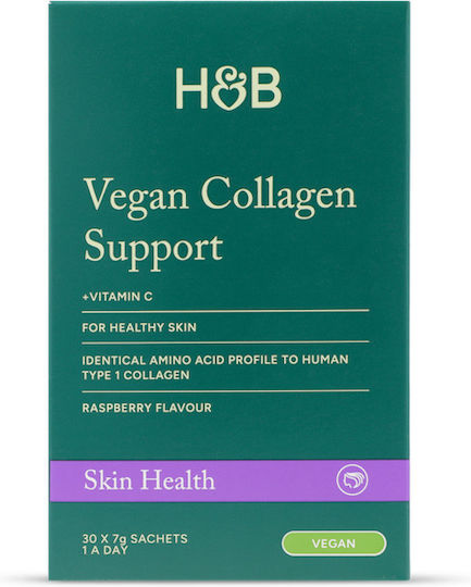 Holland & Barrett Веганска подкрепа за колагена 3600 mg с витамин C, 30 сашета, малина