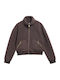Fleece Women's Cardigan with Zipper Brown