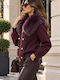 Long Women's Knitted Cardigan with Buttons Burgundy