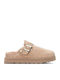 Wildleder-Clogs Damen Hausschuhe Beige