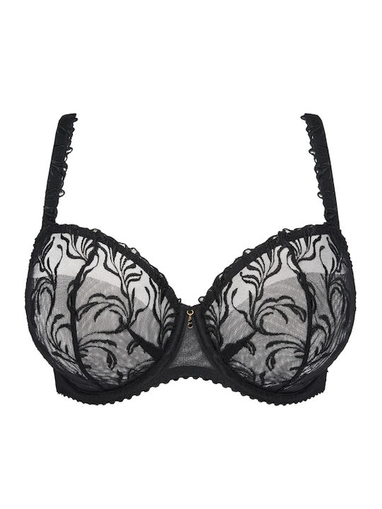 Balconette Black Bra with Underwires