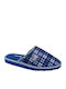 Closed Men's Slippers with Blue Patterns