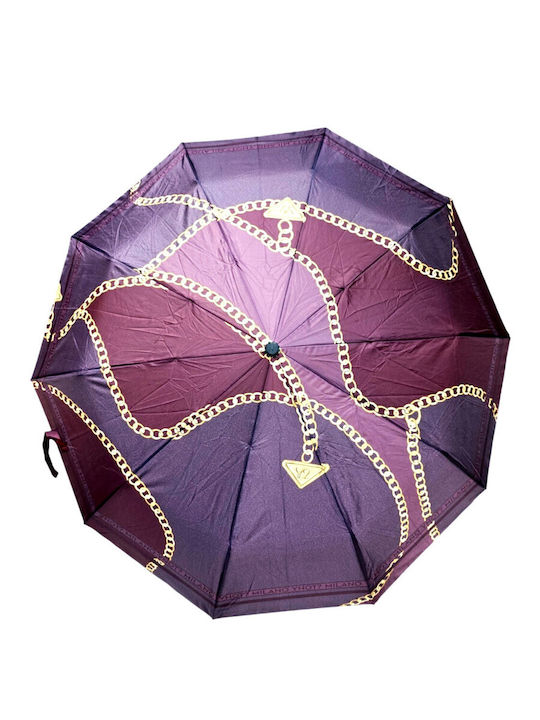 Windproof Automatic Compact Burgundy Rain Umbrella