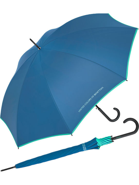 Automatic Rain Umbrella with Walking Stick Blue