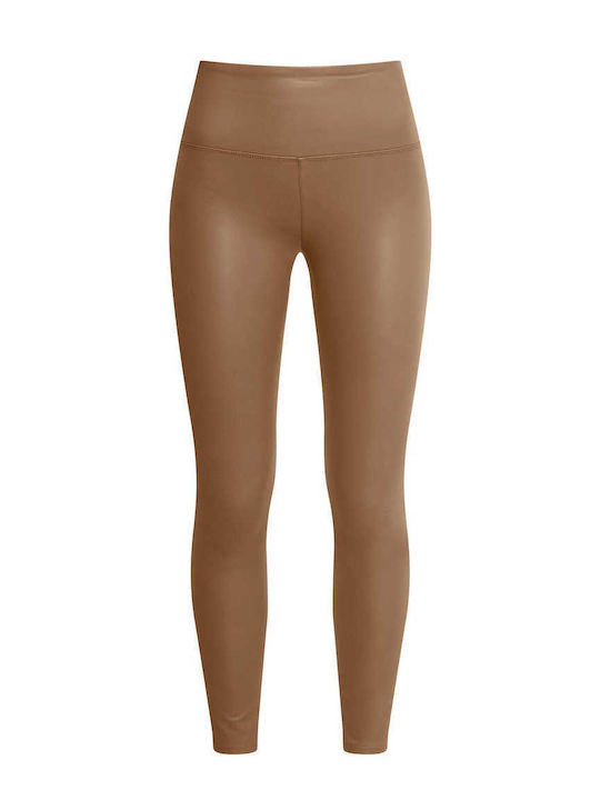 Celestino Damenleggings aus Kunstleder, Einfarb...