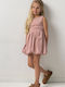 Ärmelloses Mädchenkleid mit Pailletten Rosa