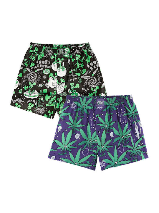 Herren-Boxershorts Weedy Black 2er-Pack