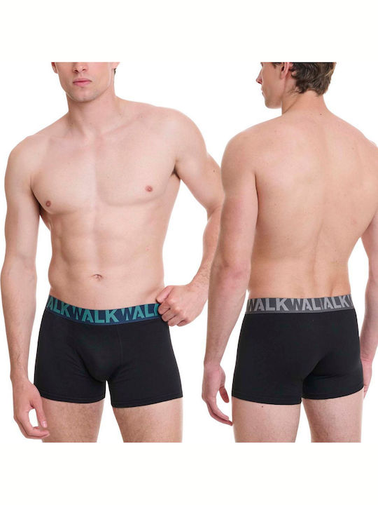 Walk Herren-Boxershorts Schwarz-Schwarz 2er-Pack