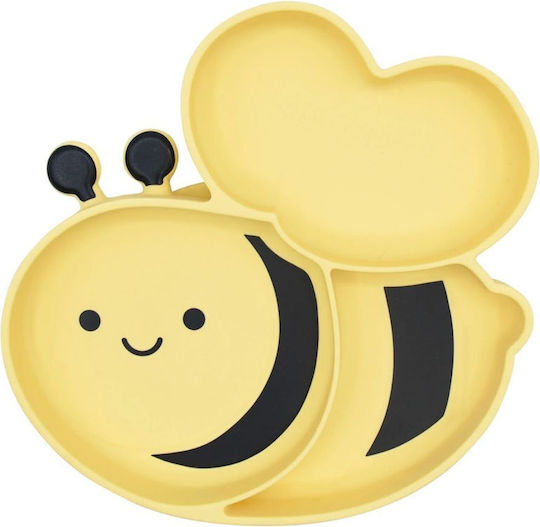 Melii Kinderteller in Bienenform aus Silikon Gelb