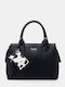Schwarze Damen-Stofftasche Tote