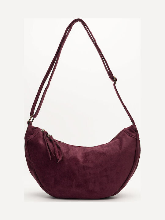 Decoro Women's Hobo Bag Suede Burgundy