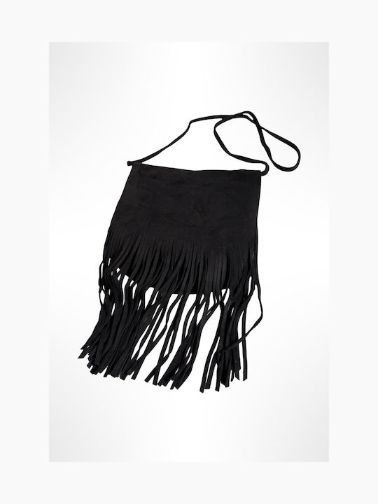 Women's Crossbody Bag Suede with Fringes Black