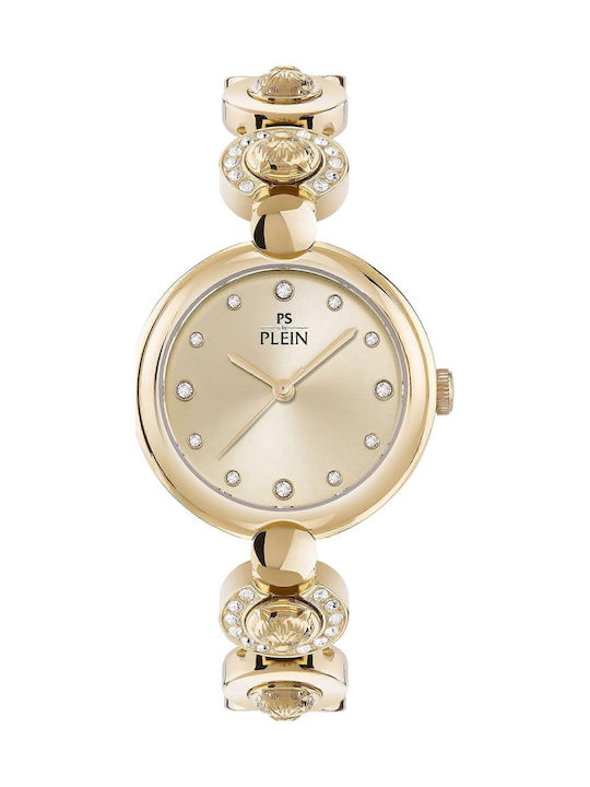 Crystal Women's Battery-Powered Watch with Gold Stainless Steel Bracelet