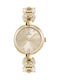 Crystal Women's Battery-Powered Watch with Gold Stainless Steel Bracelet