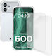 Bizonmobile Clear Pack 3-în-1 Kit de Protecție Bizon Salpa Case 2 Folii Bizon Glass Clear Hydrogel Compatibile cu Honor 600 5G, Transparente