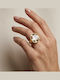 Prime Steel Women's Stone-Set Ring in Gold-Plated Steel