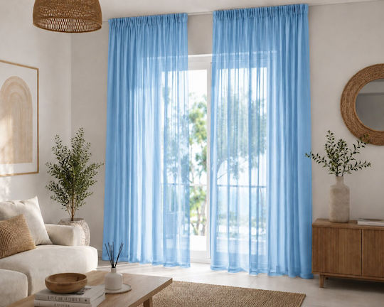 Kraft World Перде с перделък синьо 270x280 см.