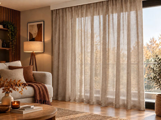 Kraft World Перде с перделък, светлобежово 270x270 см