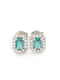 White Gold Women's Stud Earrings 9K Square Rosette Mint White Zircons Code 110325
