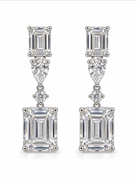 925 Silver Dangle Earrings White Stones Skpk001