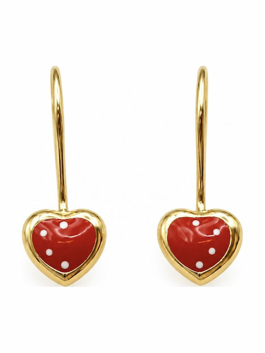 9K Gold Heart Dangle Earrings Sk157afr 9K Gold Heart Dangle Earrings Sk157afr