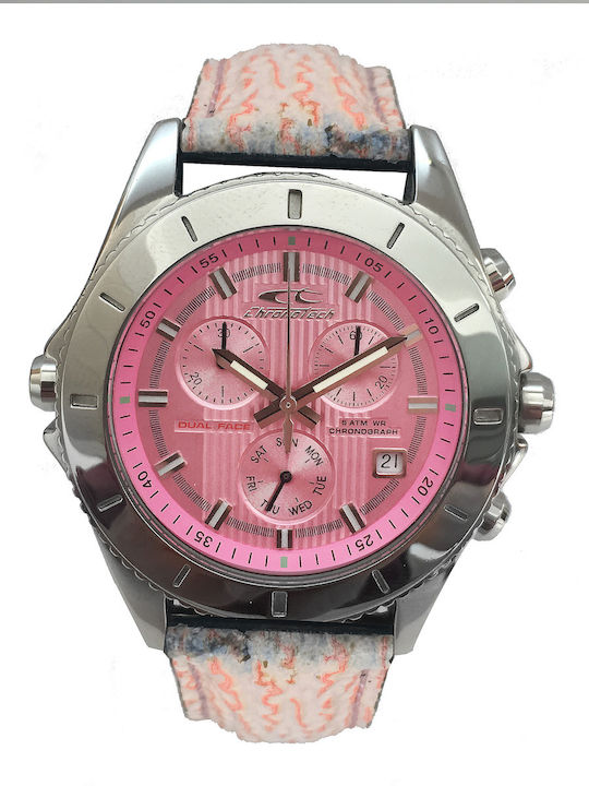 Chronotech Ανδρικό Ρολόι 42mm Χρονογράφος Μπατα...