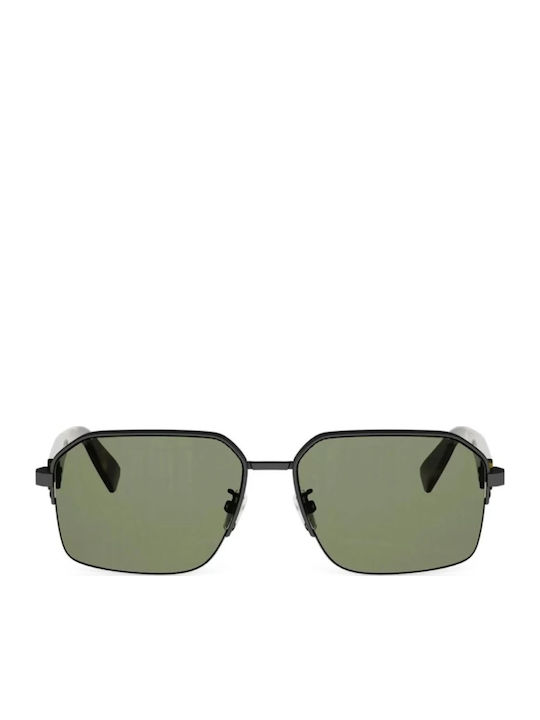 Herren-Sonnenbrille mit grauem Schildpatt-Rahmen und grünem polarisiertem Glas