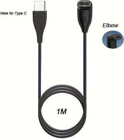 Charging Cable Type C Garmin Fenix Models 7 6 5 As Well As Vivoactive 3 Forerunner 945 935 245 Instinct 2 100cm Black
