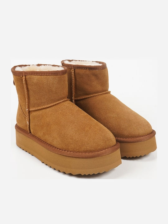 Kelara Damen-Stiefeletten aus Leder in Camel