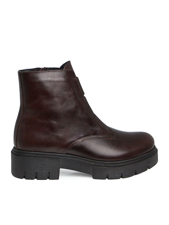 Leather Women's Ankle Boots Brown