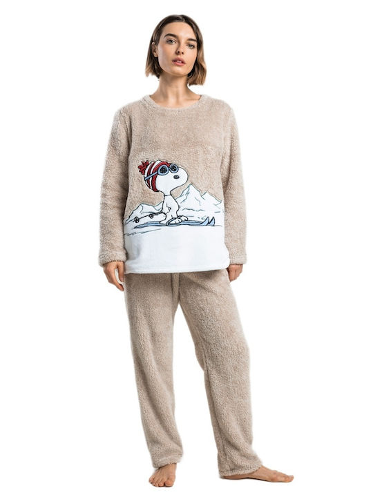 Admas Set de Pijama de Iarnă pentru Femei, Bej
