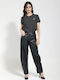 Damenlederhose mit Relaxed Fit Schwarz
