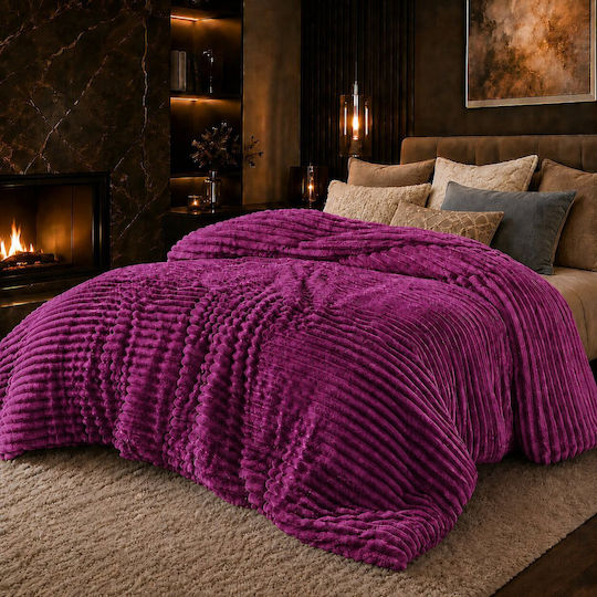 Kraft World Double Sherpa Comforter 220x240cm Adele Purple ADELE-Purple