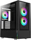 Tempest Gaming Midi Tower Computer Case with Side Window and ARGB Lighting Black
