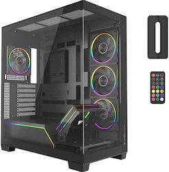 AlphaGear Mirage Mark 3 Gaming Midi Tower Computer Case with Side Window and ARGB Lighting Black