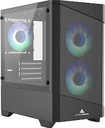 AlphaGear Monarch Gaming Mini Tower Computer Case with Side Window and RGB Lighting Black