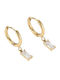 Steel Dangle Earrings Gold White