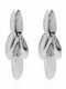 Steel Petal Layered Design Silver Earrings