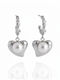 Steel Earrings Heart Pearl & Rhinestone Silver