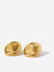 Stainless Steel Oval Smooth Earrings Gold