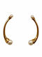 Stainless Steel Curved Pearl Earrings Gold