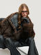 Women's Biker Jacket with Fur Lining Black
