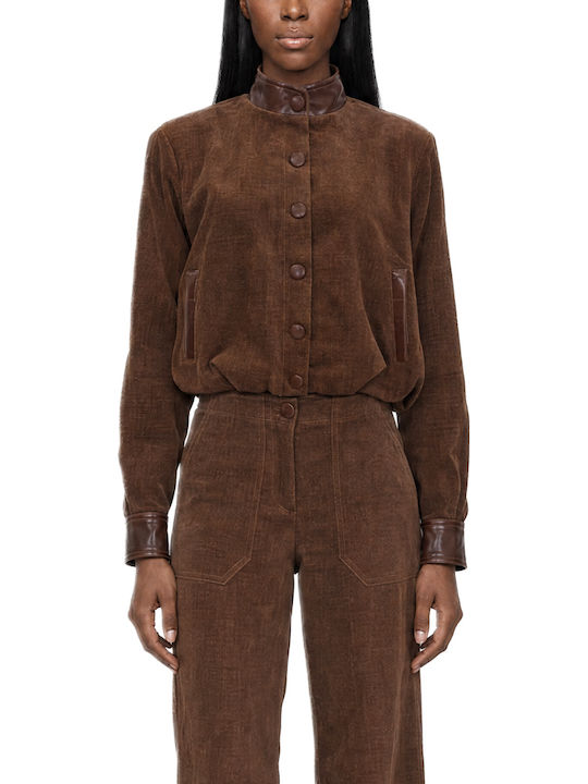 C. Manolo Μπουφάν Bomber από Δερματίνη Brown C. Manolo Μπουφάν Bomber από Δερματίνη Brown