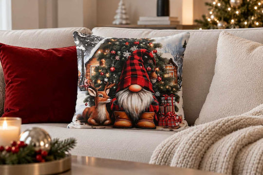 Linea Home Χριστουγεννιάτικη Διακοσμητική Μαξιλαροθήκη Κόκκινη 3x3εκ.