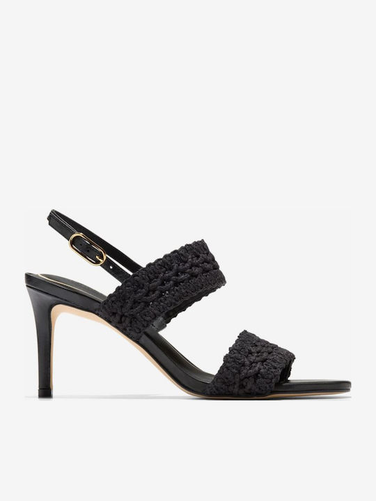 Woven Black Leather Women's Sandals