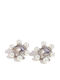 Steel Pearl Earrings Spherical Design Silver